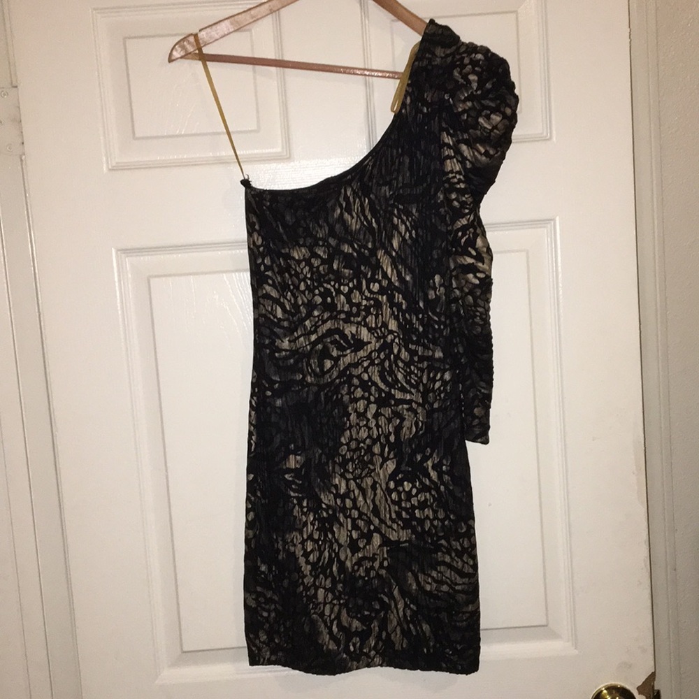 Black gold cheetah dress